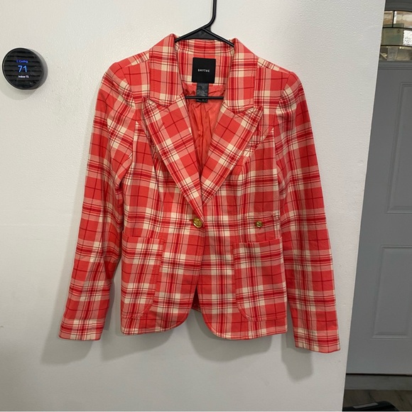 Smythe Patch Pocket Plaid Dutchess Blazer Red Size 4 - Picture 2 of 7